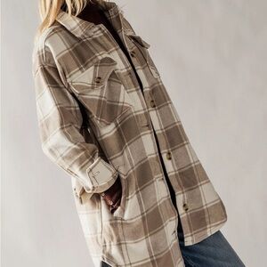 SO Women's Plaid Utility Jacket - Brown and Cream